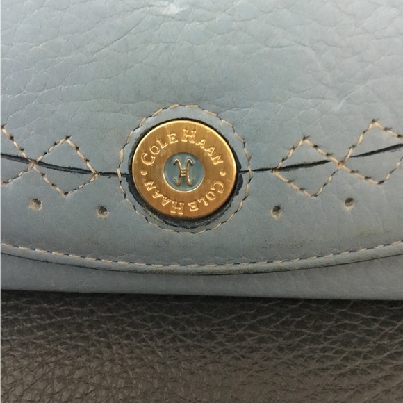 Cole Haan leather wallet beautiful blue. 8” x4”. 12 enclosure areas inside. - Picture 5 of 5